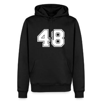 48 - Sweat à capuche Premium bio Homme - noir - Devant - Nico (187cm)