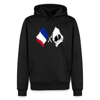 Drapeau de la France, Corse croisée - Sweat à capuche Premium bio Homme - noir - Devant - Nico (187cm)