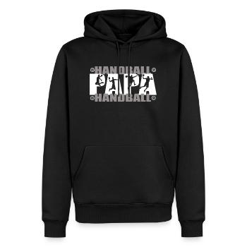 Papa handball - Sweat à capuche Premium bio Homme - noir - Devant - Nico (187cm)