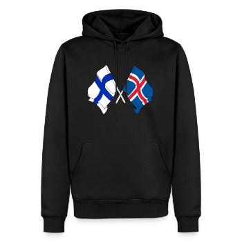 Flagge Finnland und Flagge Island - Männer Premium Bio Hoodie - Schwarz - Vorne - Nico (187cm)