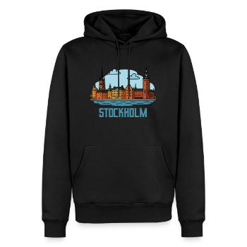stockholm city - Männer Premium Bio Hoodie - Schwarz - Vorne - Nico (187cm)