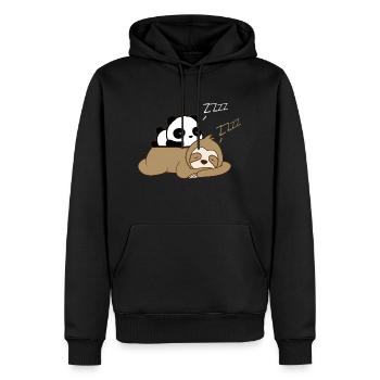 Mignon panda dormant sur la paresse - Sweat à capuche Premium bio Homme - noir - Devant - Nico (187cm)