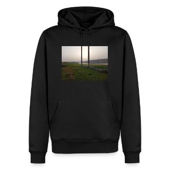 sunrise - Men’s Premium Organic Hoodie - black - Front - Nico (187cm)