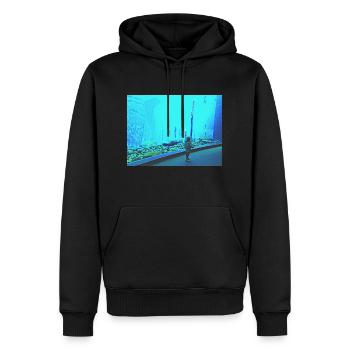 Turquoise - Men’s Premium Organic Hoodie - black - Front - Nico (187cm)