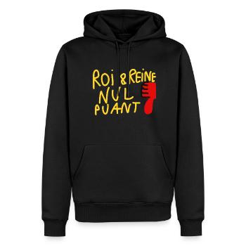 roi & reine nul puant - Sweat à capuche Premium bio Homme - noir - Devant - Nico (187cm)