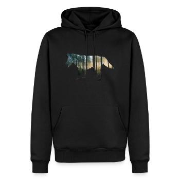 wald wolf doppelbelichtung - Männer Premium Bio Hoodie - Schwarz - Vorne - Nico (187cm)