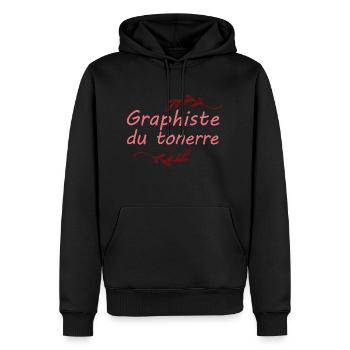 Tshirt homme Graphiste du tonerre - Sweat à capuche Premium bio Homme - noir - Devant - Nico (187cm)