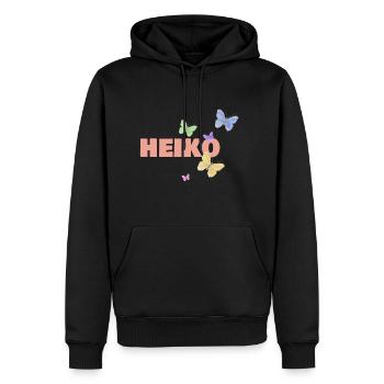 Prénom Heiko avec papillons - Sweat à capuche Premium bio Homme - noir - Devant - Nico (187cm)
