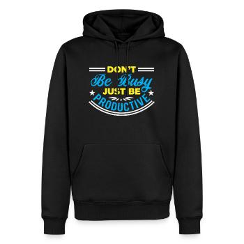BE PRODUCTIVE - Sweat à capuche Premium bio Homme - noir - Devant - Nico (187cm)