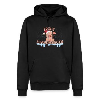 Weihnachten Geschenke Schwein Design - Männer Premium Bio Hoodie - Schwarz - Vorne - Nico (187cm)