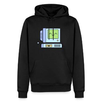 Happy Retro Computer - Männer Premium Bio Hoodie - Schwarz - Vorne - Nico (187cm)
