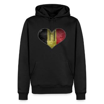 Belgique Coeur - Sweat à capuche Premium bio Homme - noir - Devant - Nico (187cm)