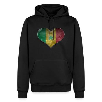 Sénégal Coeur - Sweat à capuche Premium bio Homme - noir - Devant - Nico (187cm)