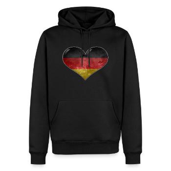 Deutschland-Herz - Männer Premium Bio Hoodie - Schwarz - Vorne - Nico (187cm)