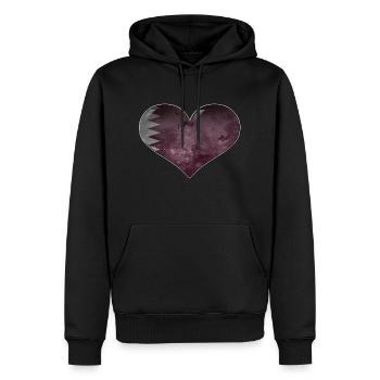 Cœur du Qatar - Sweat à capuche Premium bio Homme - noir - Devant - Nico (187cm)