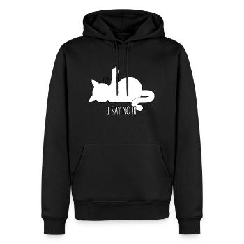 My cat say no!!!! - Men’s Premium Organic Hoodie - black - Front - Nico (187cm)