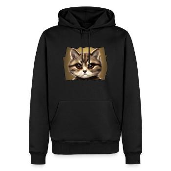Portrait de chat - Sweat à capuche Premium bio Homme - noir - Devant - Nico (187cm)
