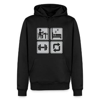 Bodybuilder Kraftsport Fitness Motiv - Männer Premium Bio Hoodie - Schwarz - Vorne - Nico (187cm)