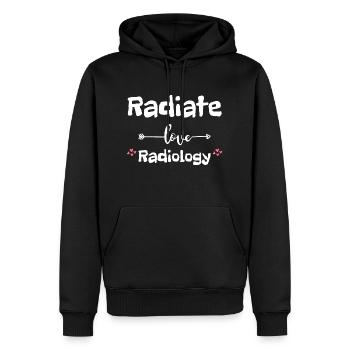 Radiate Love Radiologie - Männer Premium Bio Hoodie - Schwarz - Vorne - Nico (187cm)