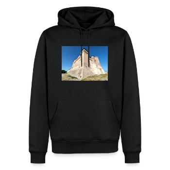 Château de Santa Severa - Sweat à capuche Premium bio Homme - noir - Devant - Nico (187cm)