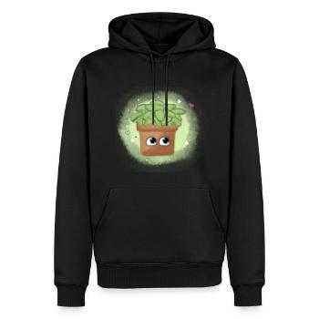 Sukkulente cartoon Charakter Design in grün - Männer Premium Bio Hoodie - Schwarz - Vorne - Nico (187cm)