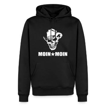 Moin - Männer Premium Bio Hoodie - Schwarz - Vorne - Nico (187cm)