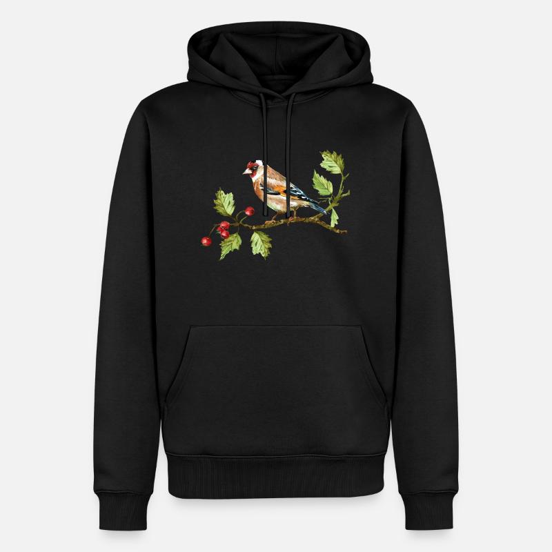 Bunter Vogel - Männer Premium Bio Hoodie - Schwarz