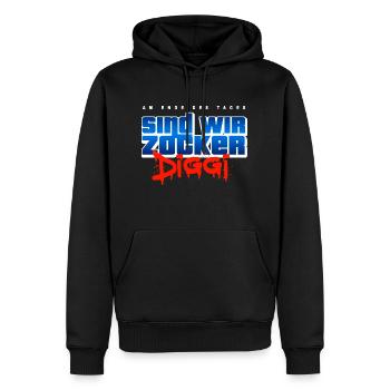 Wir sind alles Zocker Diggi - Das Original - Männer Premium Bio Hoodie - Schwarz - Vorne - Nico (187cm)