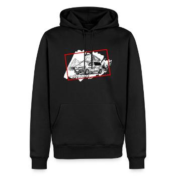 Wilderness Explorer Campster Van - Männer Premium Bio Hoodie - Schwarz - Vorne - Nico (187cm)