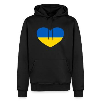 Ukraine Herz - Männer Premium Bio Hoodie - Schwarz - Vorne - Nico (187cm)
