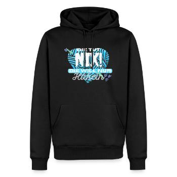 Die Tut Nix Die Will Nur Häkeln Blau Herz Herzen - Männer Premium Bio Hoodie - Schwarz - Vorne - Nico (187cm)