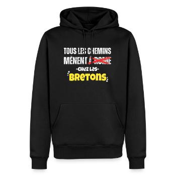 Bretons Idée Cadeau Bretagne Région Citation - Sweat à capuche Premium bio Homme - noir - Devant - Nico (187cm)