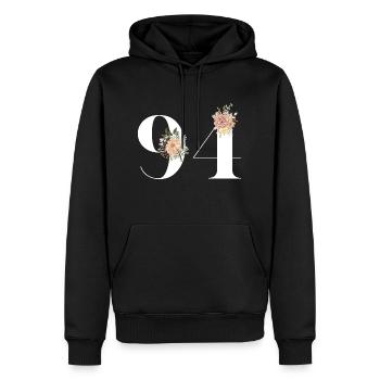 Blumen zum 94-jährigen Jubiläum (Geschenk von 94 Jahren) - Männer Premium Bio Hoodie - Schwarz - Vorne - Nico (187cm)