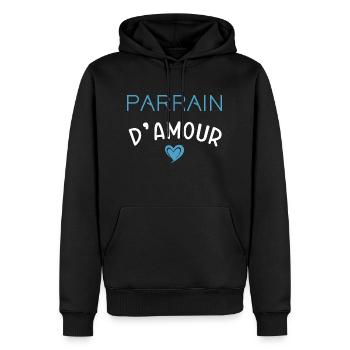 Parrain d'amour cadeau original homme parrain - Sweat à capuche Premium bio Homme - noir - Devant - Nico (187cm)