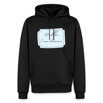 I am human | Idée cadeau naissance drôle - Sweat à capuche Premium bio Homme - noir - Devant - Nico (187cm)