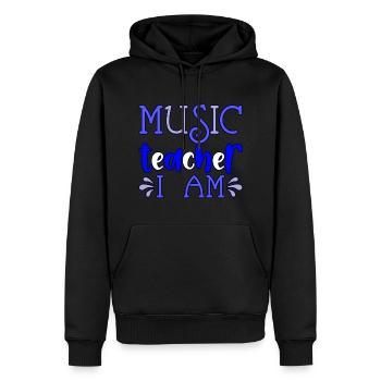 Musiklehrer Ich bin - Männer Premium Bio Hoodie - Schwarz - Vorne - Nico (187cm)