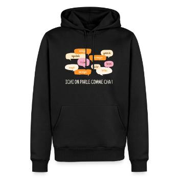 ichi on parle comme cha humour chti région - Sweat à capuche Premium bio Homme - noir - Devant - Nico (187cm)