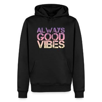 Good vibes - Männer Premium Bio Hoodie - Schwarz - Vorne - Nico (187cm)