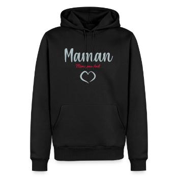 Maman Merci pour tout - Sweat à capuche Premium bio Homme - noir - Devant - Nico (187cm)
