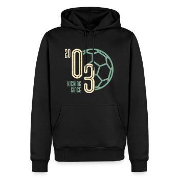 20. Geburtstag Fußballer 20 Jahre Jahrgang 2003 - Männer Premium Bio Hoodie - Schwarz - Vorne - Nico (187cm)