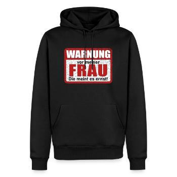 Warnung vor meiner Frau Lustiger Spruch - Männer Premium Bio Hoodie - Schwarz - Vorne - Nico (187cm)