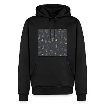Floral Mushroom Pattern - Men’s Premium Organic Hoodie - black - Front - Nico (187cm)