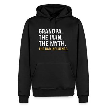 Grandpa The Man The Myth The Bad Influence T Shirt - Men’s Premium Organic Hoodie - black - Front - Nico (187cm)