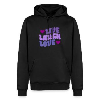 En direct Rire Amour - Sweat à capuche Premium bio Homme - noir - Devant - Nico (187cm)