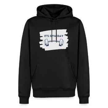 It's gym day - Sweat à capuche Premium bio Homme - noir - Devant - Nico (187cm)