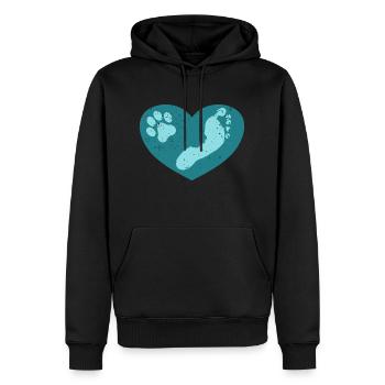 Hund und Mensch Fußabdruck - Männer Premium Bio Hoodie - Schwarz - Vorne - Nico (187cm)