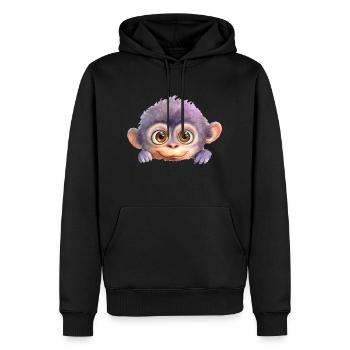 Affe Zeichnung Aquarell - Männer Premium Bio Hoodie - Schwarz - Vorne - Nico (187cm)
