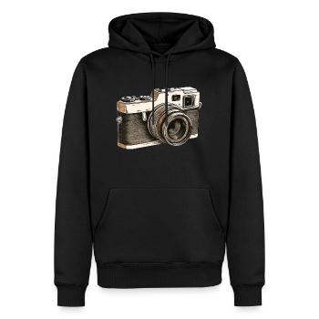 Dessin rétro de caméra - Sweat à capuche Premium bio Homme - noir - Devant - Nico (187cm)