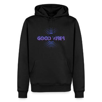 Ondes positives - Sweat à capuche Premium bio Homme - noir - Devant - Nico (187cm)