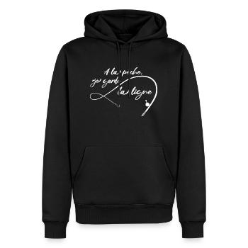 A la pêche - Sweat à capuche Premium bio Homme - noir - Devant - Nico (187cm)